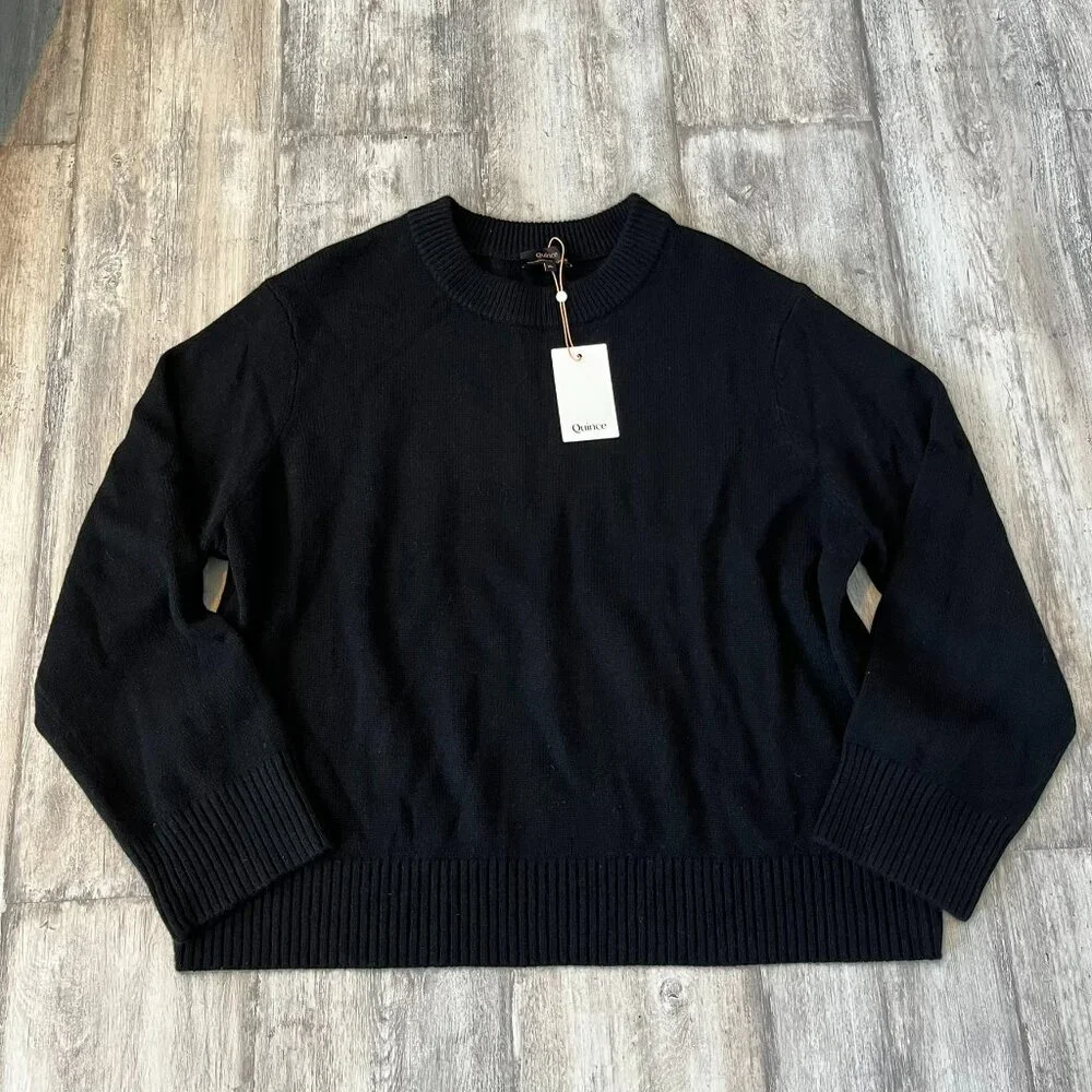 Quince Mongolian Cashmere Oversized Crewneck Sweater, Black, size XL - NWT! - Picture 3 of 13